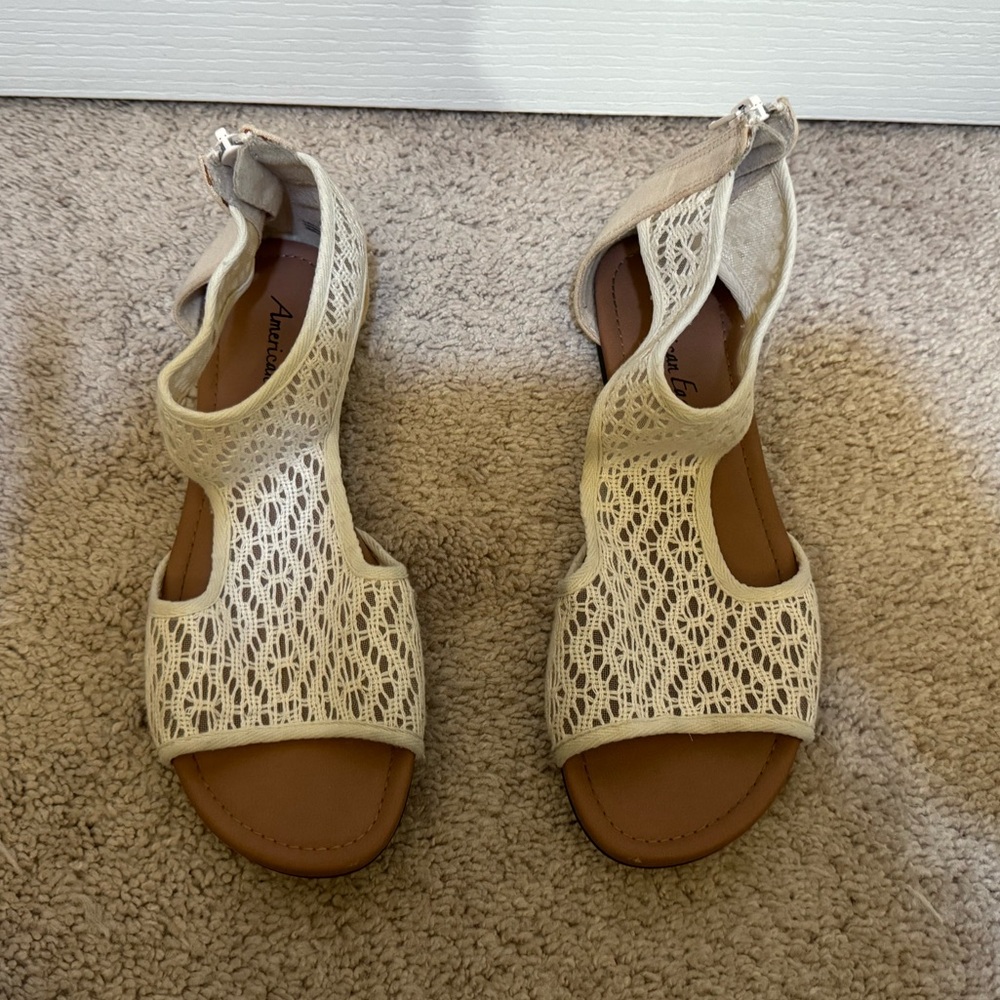 American Eagle Outfitters Lace Cream Sandals